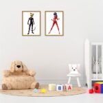 تابلو دکوراتیو دو تکه دختر کفشدوزکی و پسر گربه ای - تصویر 3
