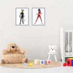 تابلو دکوراتیو دو تکه دختر کفشدوزکی و پسر گربه ای - تصویر 4